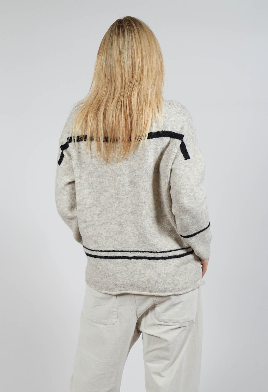 Stripe Cardigan in Panna and Rig Nera