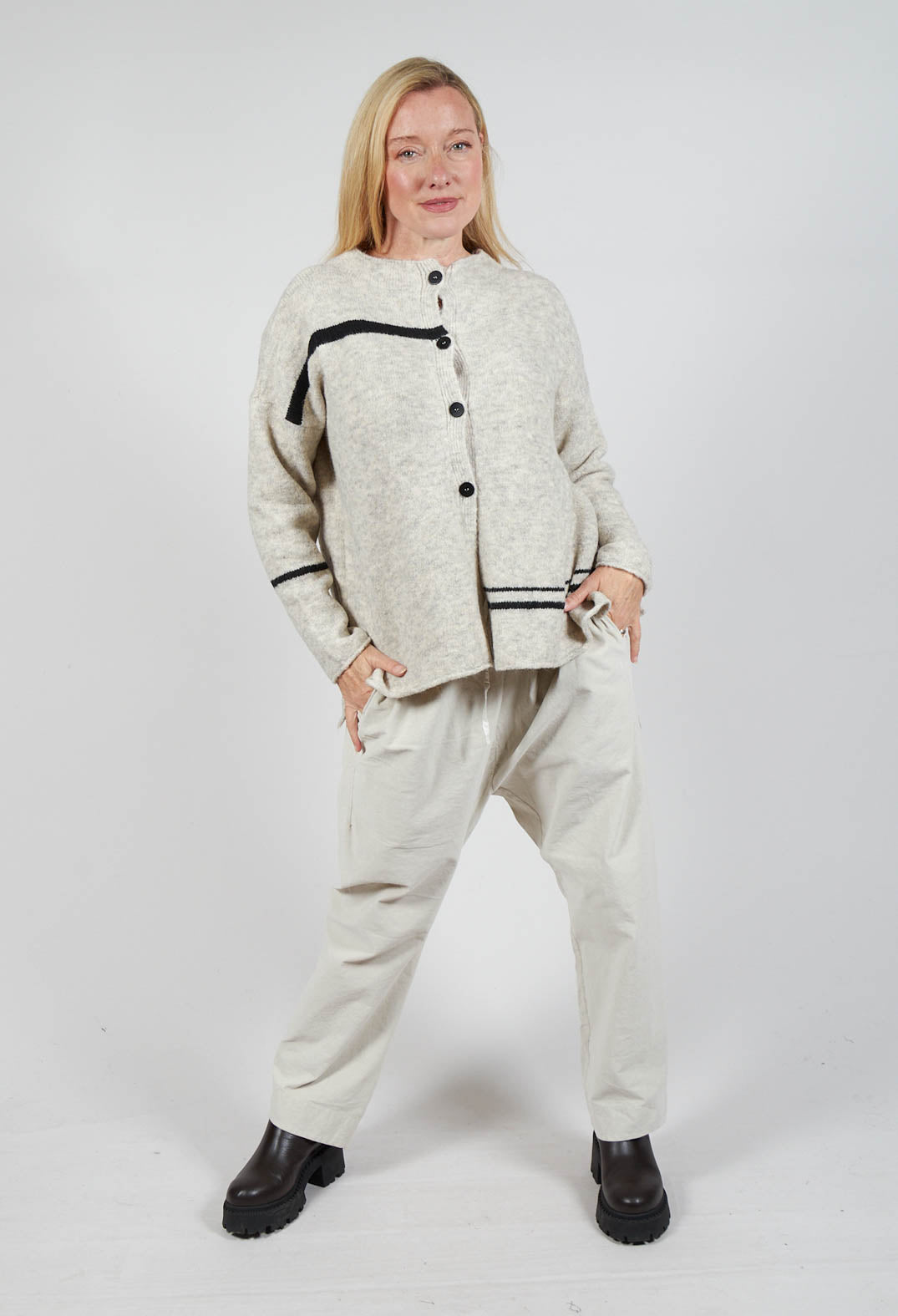 Stripe Cardigan in Panna and Rig Nera