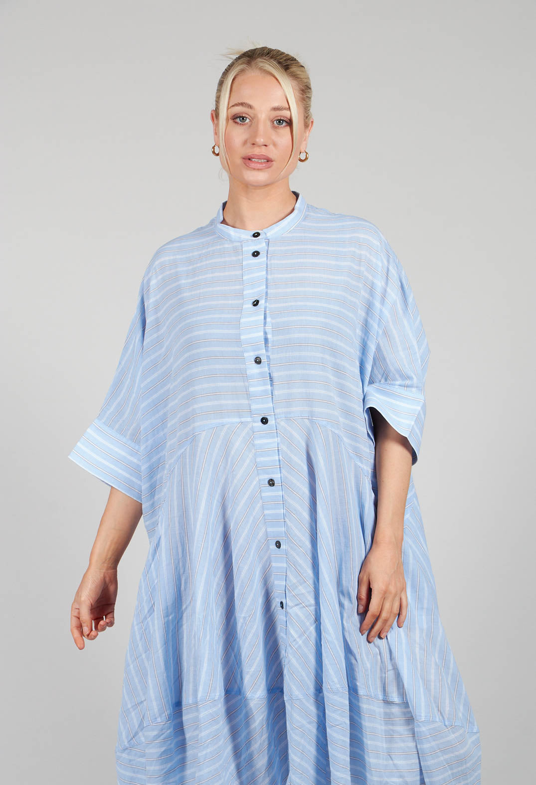 Stripe Relaxed Shirt Dress in Blue