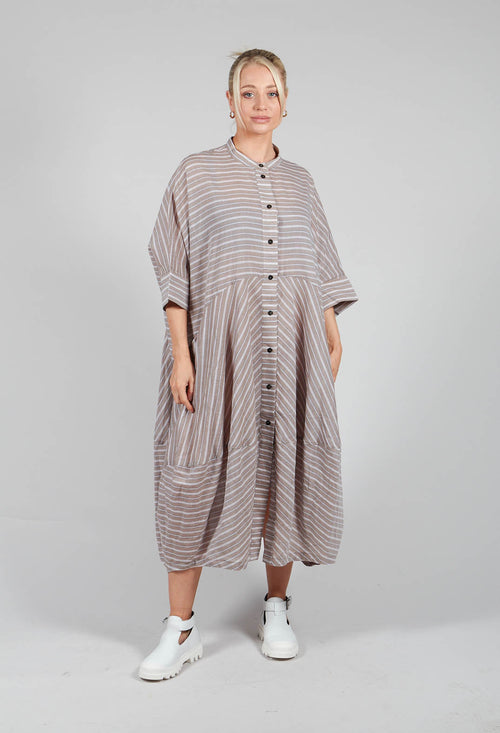 Stripe Relaxed Shirt Dress in Taupe