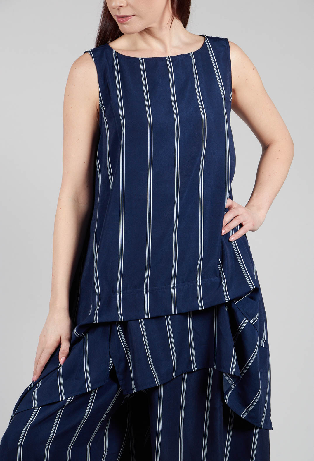 Stripe Sleevless Top in Navy