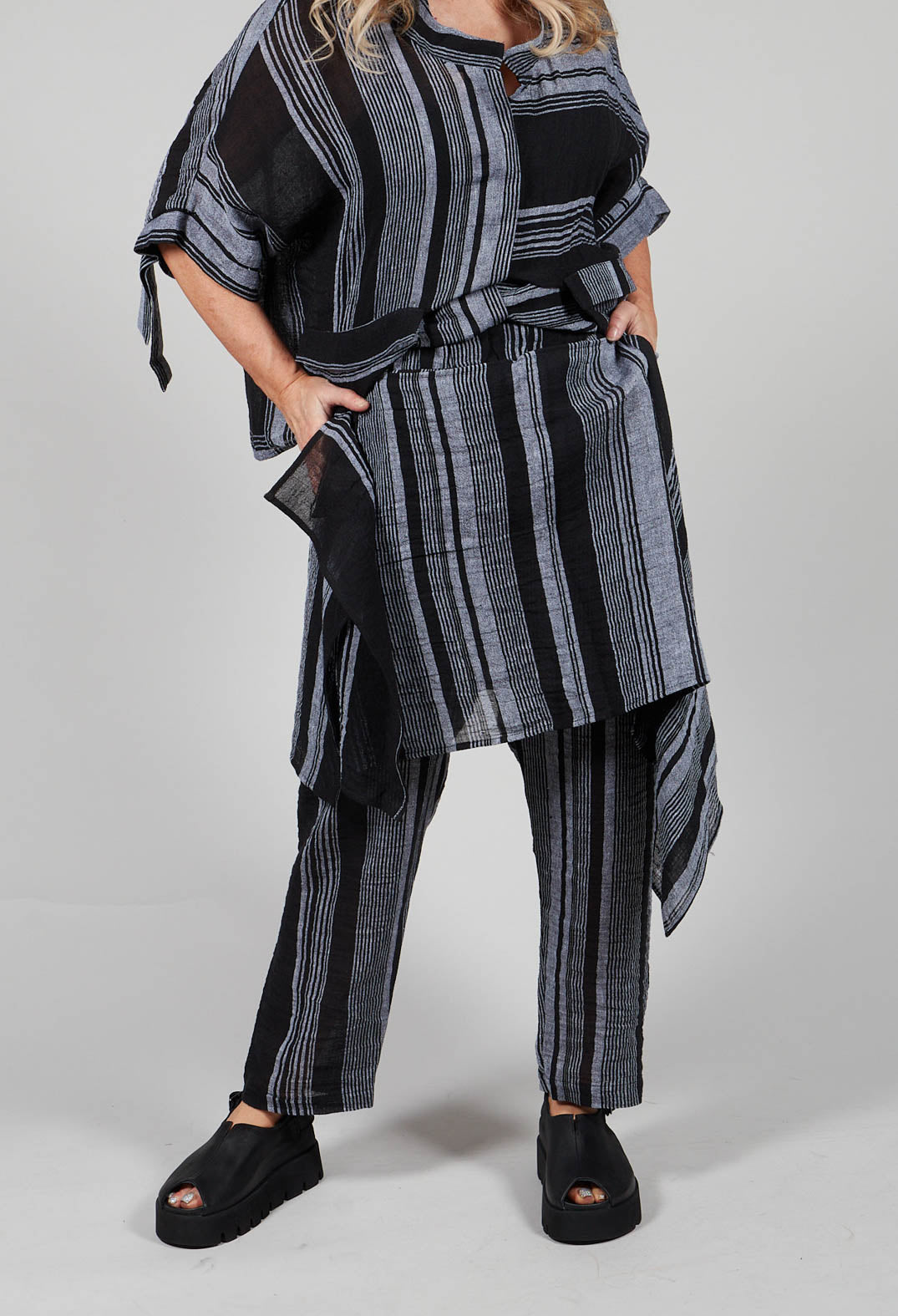 Stripe Trousers in Black and Grey