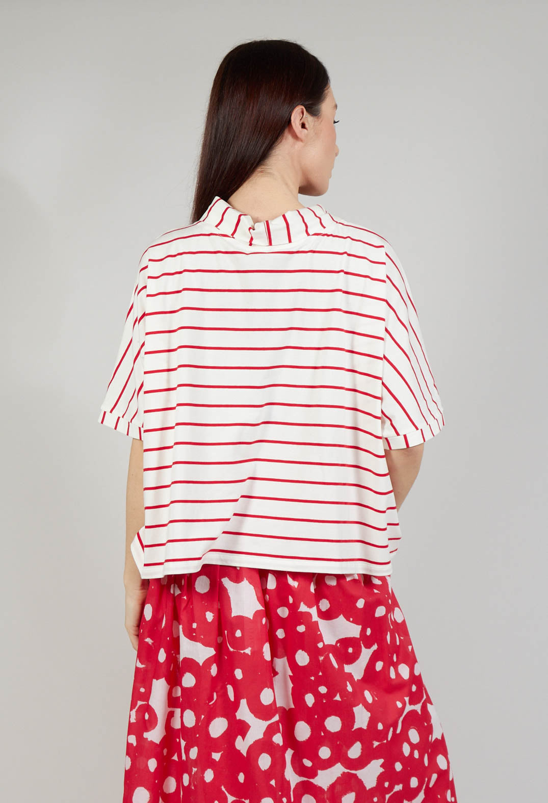 Striped Cotton Top in Rosso