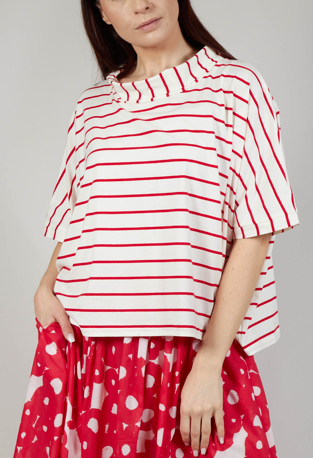 Striped Cotton Top in Rosso