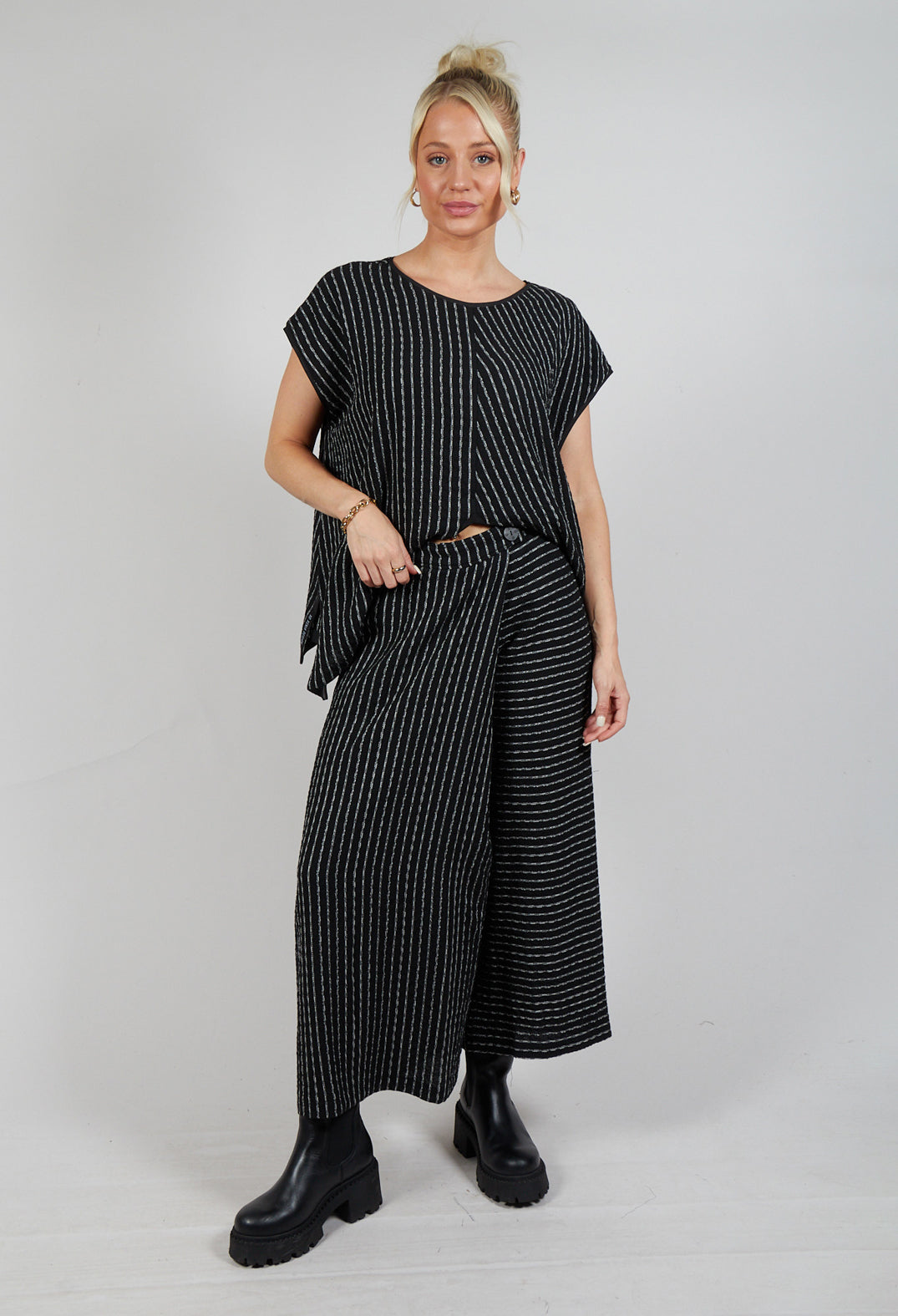 Striped Joso Trousers in Black
