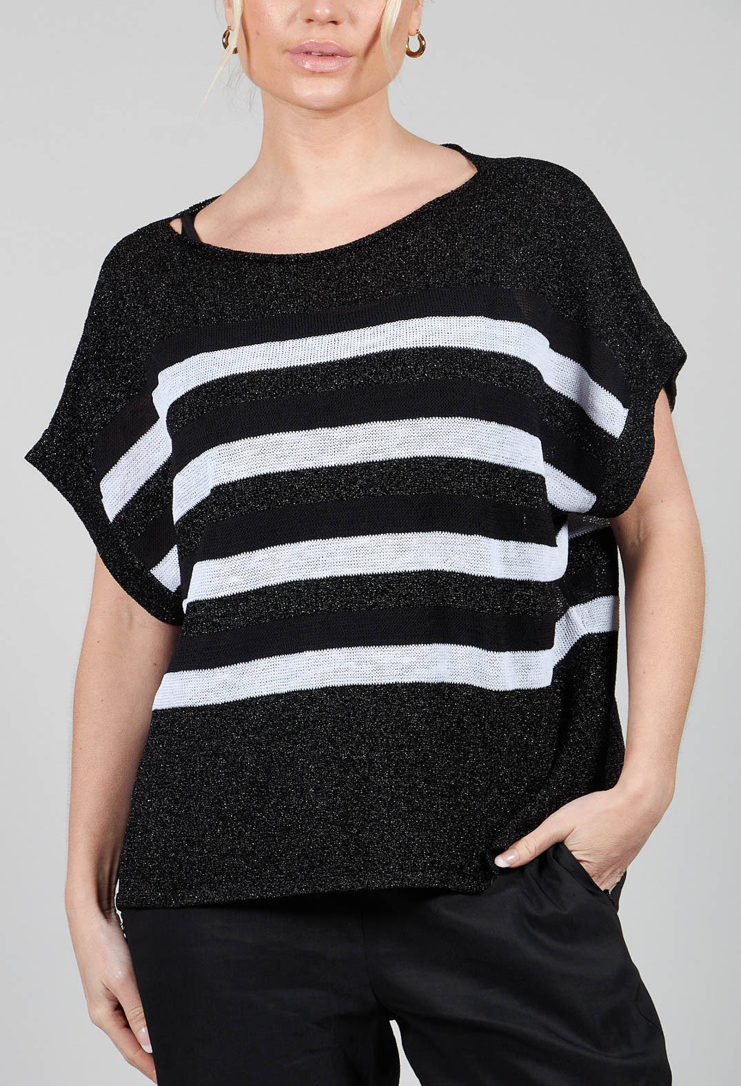 Striped Sweater Vest in Black