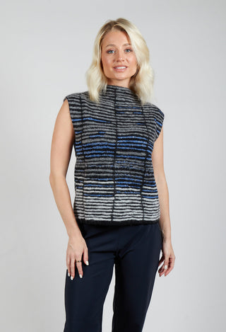Striped Sweater Vest in Cyan