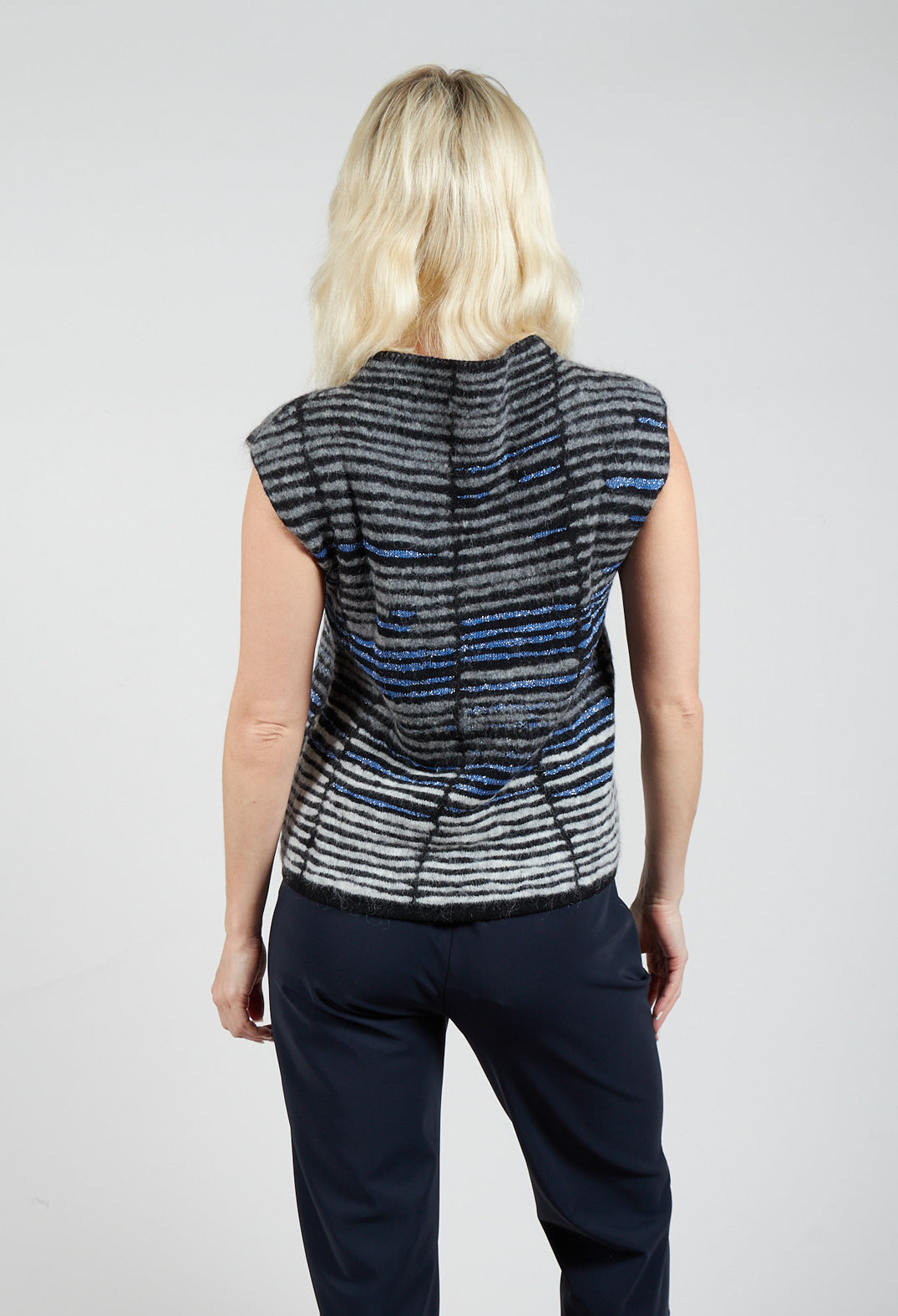 Striped Sweater Vest in Cyan