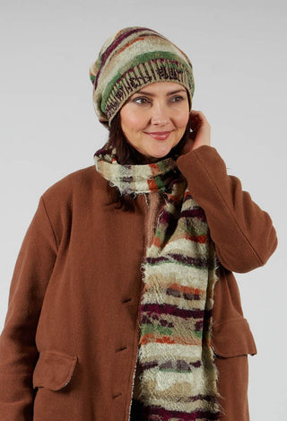Striped Wool Hat in Greige