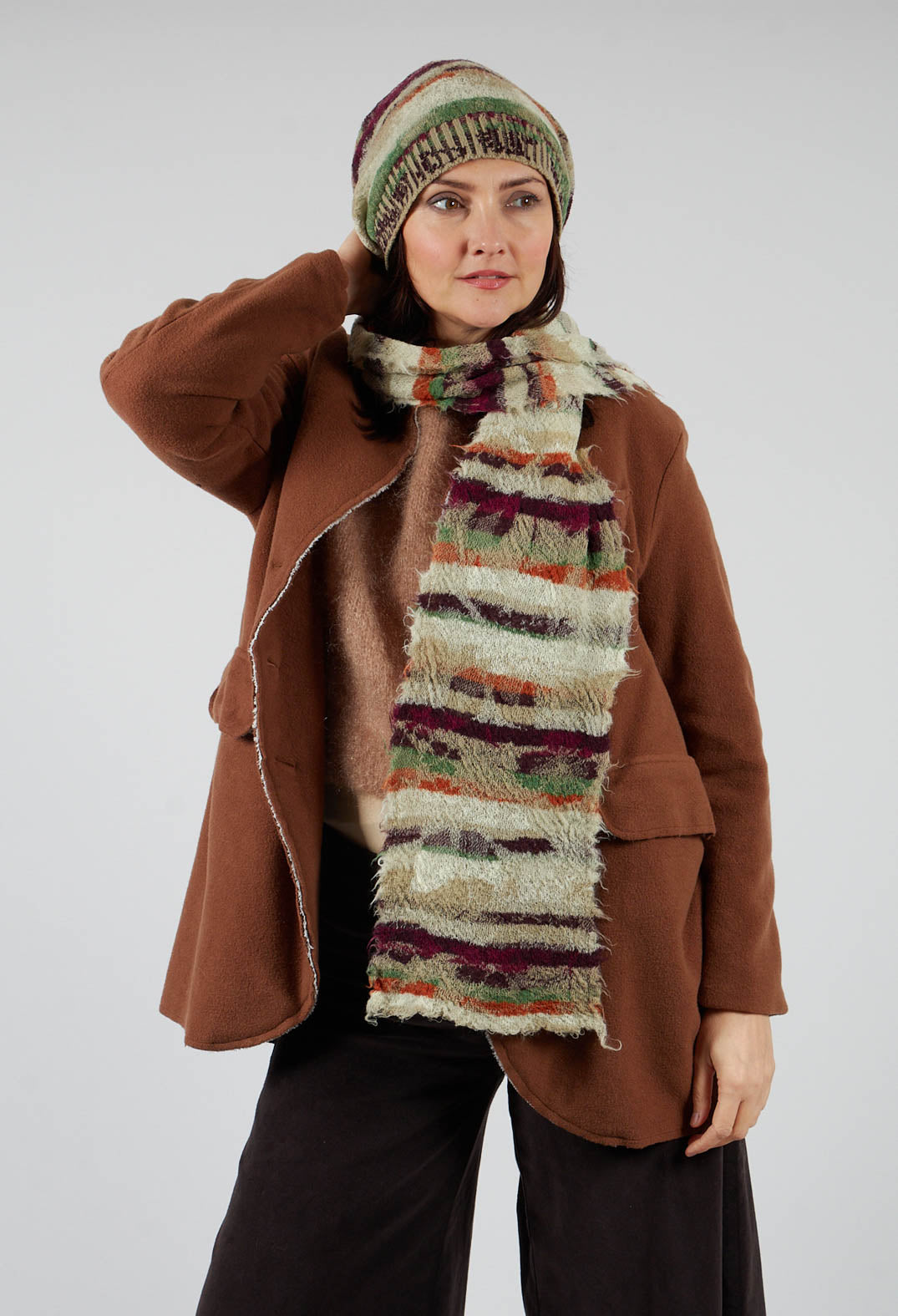 Striped Wool Hat in Greige