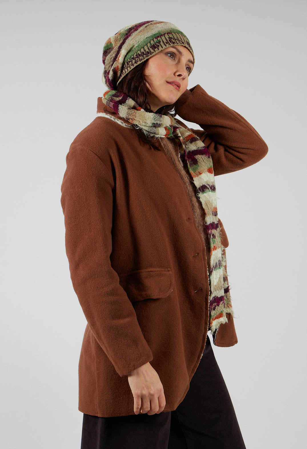 Striped Wool Hat in Greige