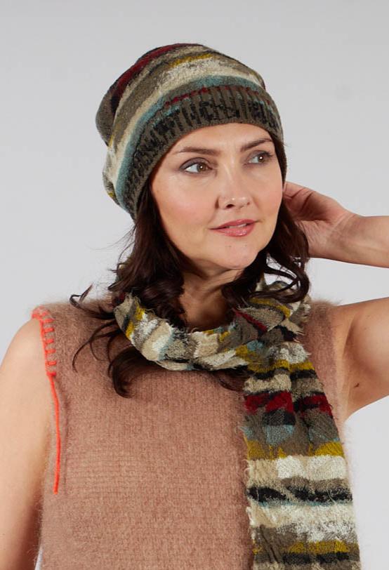Striped Wool Hat in Taupe