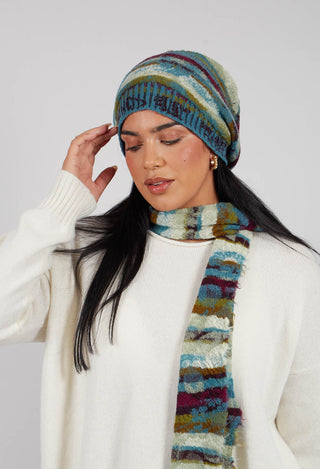 Striped Wool Hat in Turquoise