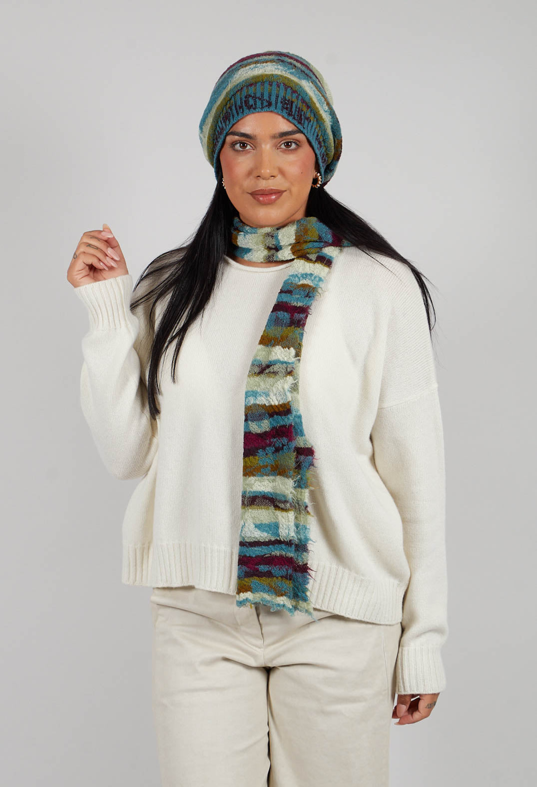 Striped Wool Hat in Turquoise