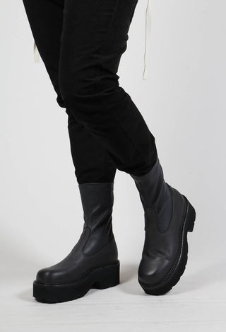 Suede Ankle Boots in Gasoline Londra and Nappa Stretch Londra