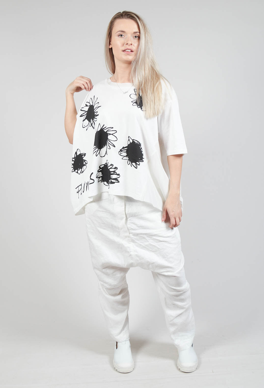 Sunflower graphic T-Shirt in White Print