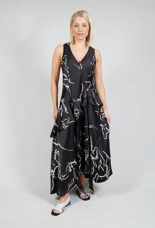 Swathe Dress in Black Print