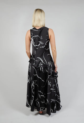 Swathe Dress in Black Print