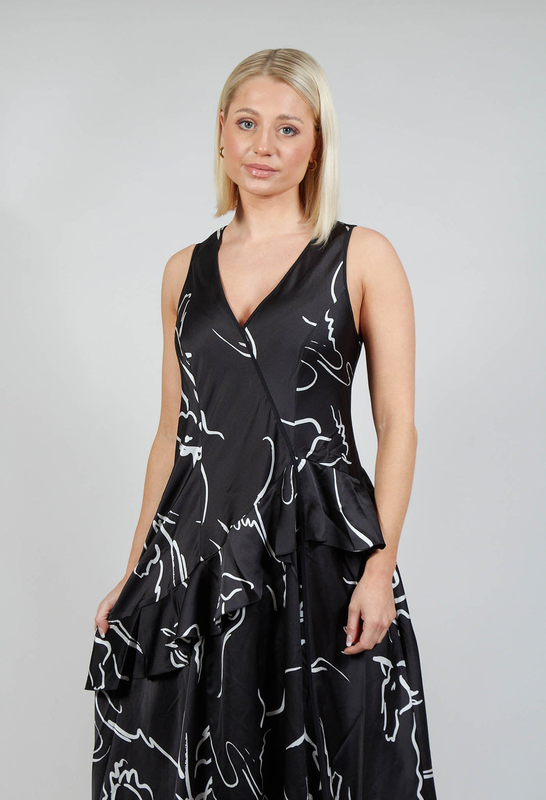 Swathe Dress in Black Print