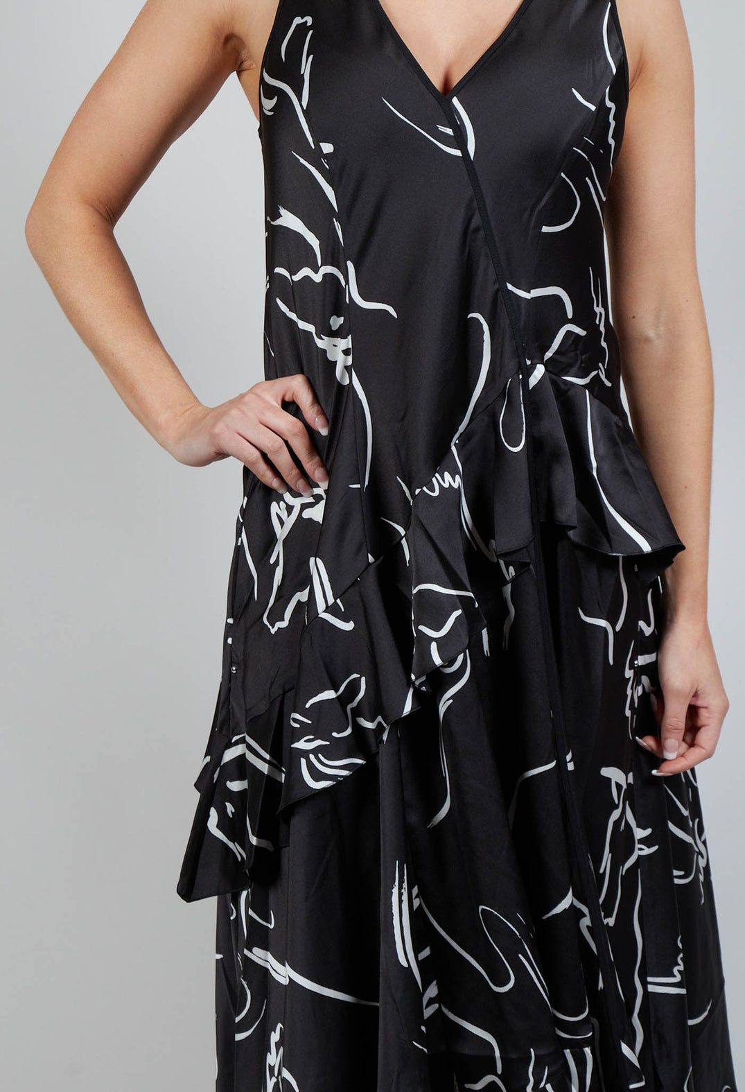 Swathe Dress in Black Print