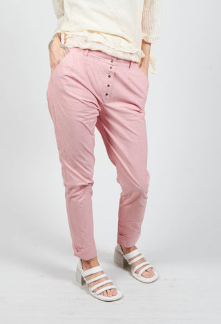 Straight Leg Trousers with Fine Red Stripe in Unique