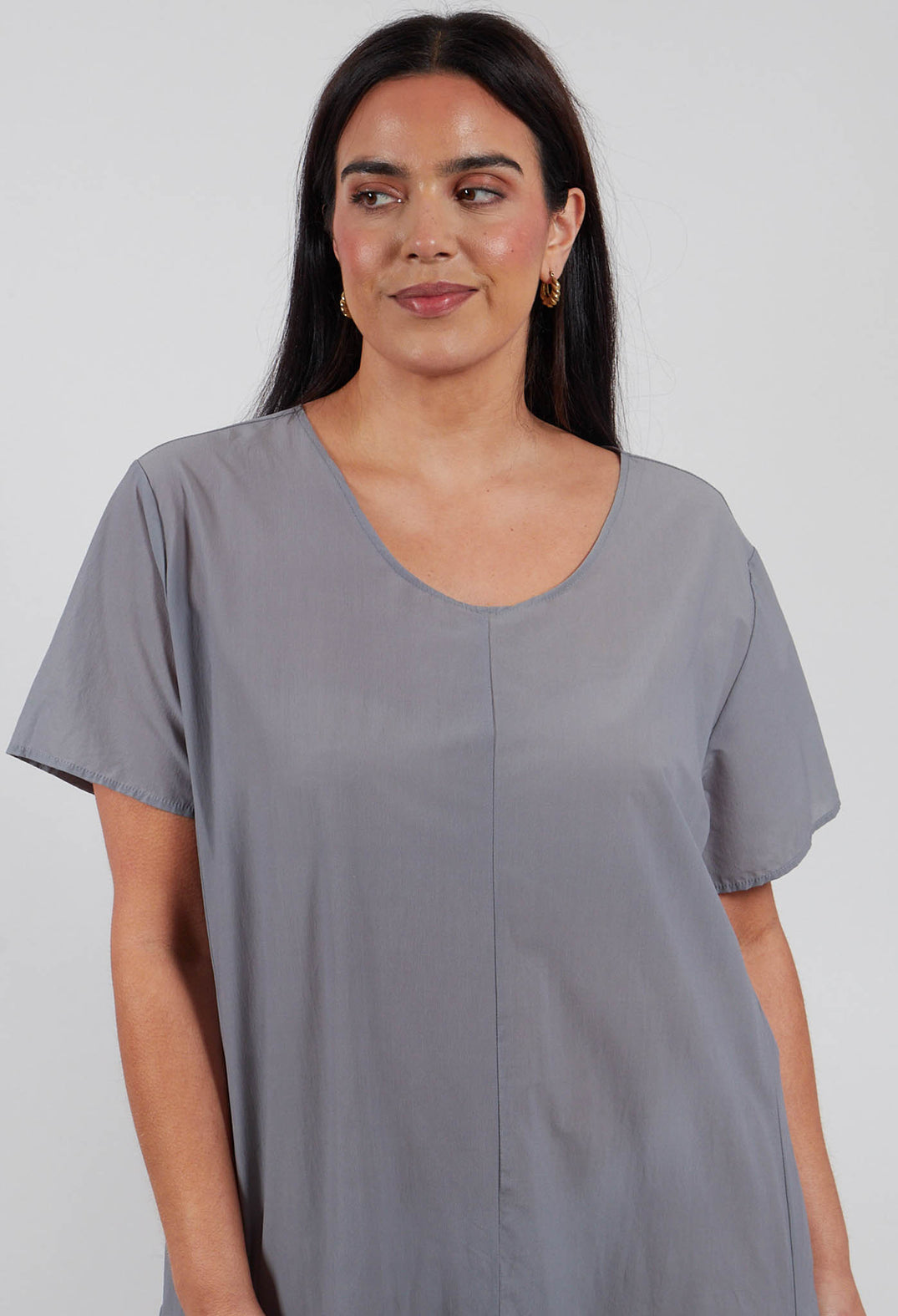 Mannon T Shirt Dress with Frill Skirt in Grey