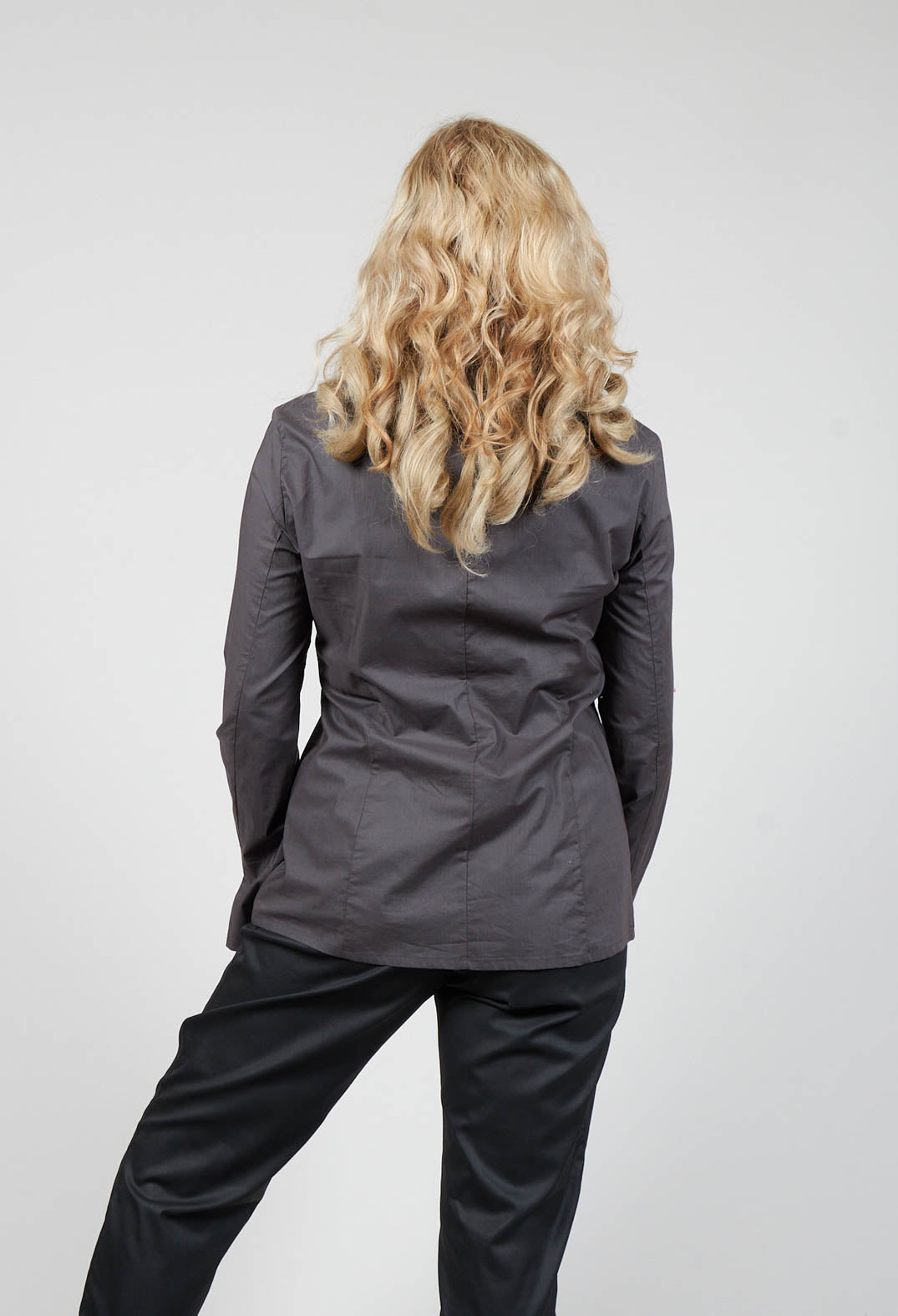 Long Sleeved Blouse with Zip Detail in Grey