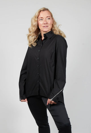 Asymmetric Blouse with Button Front in Black
