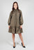 Taffeta High Neck Dress in Military Olive