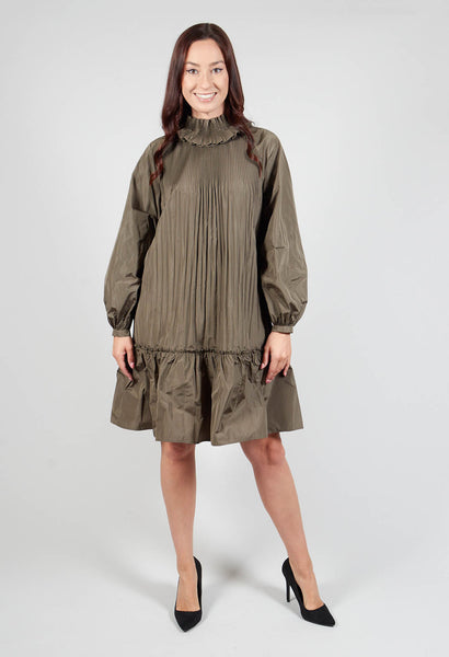 slim fit dress slacks SATIN CROSS OVER GATHER DRESS | OLIVE — THIRD FORM
