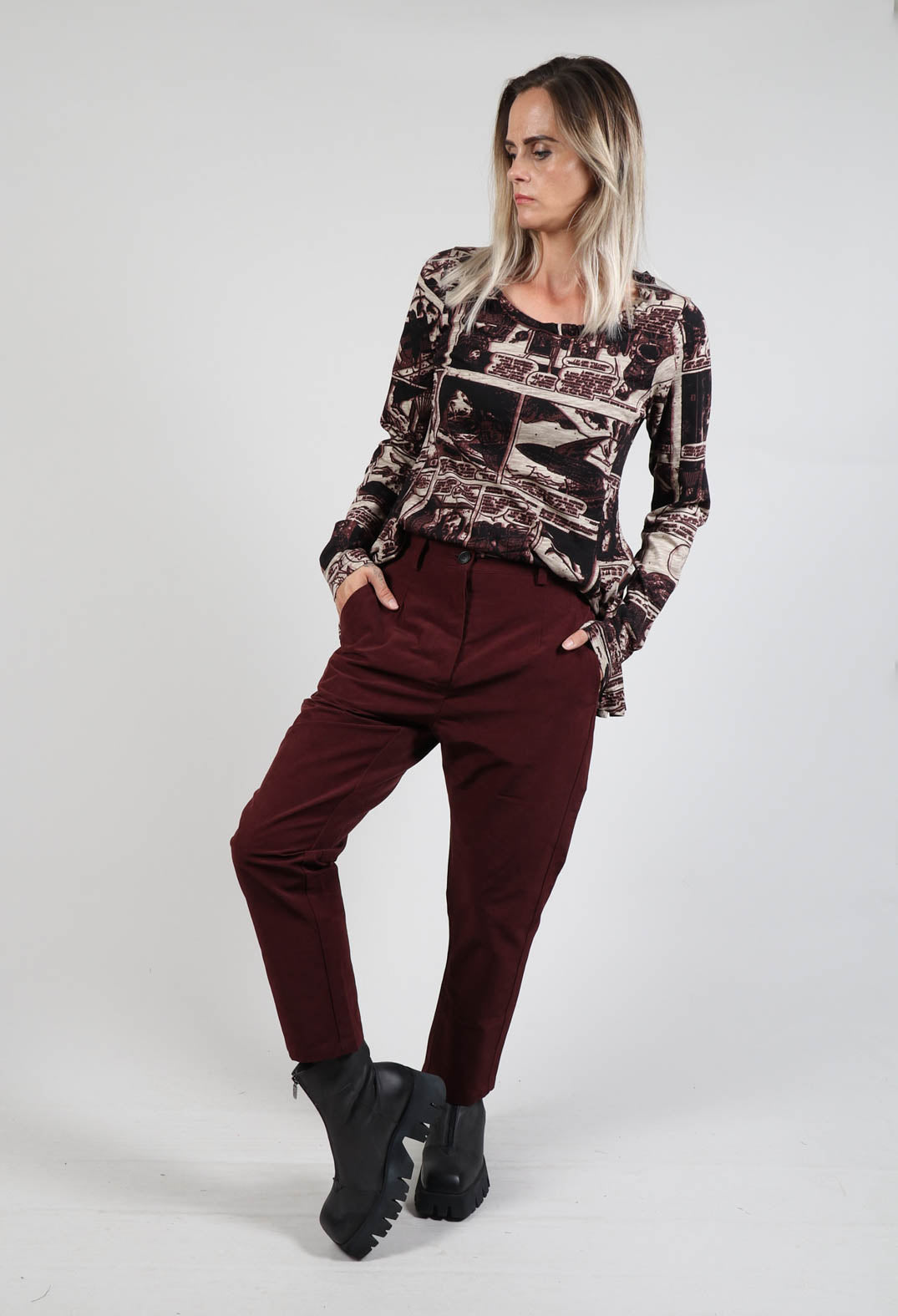 Tailored Ankle Cropped Trousers in Wood