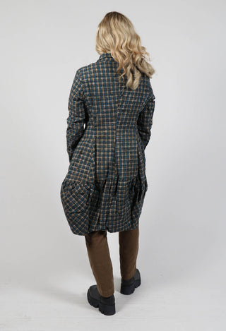 Tailored Coat with Peplum Hem in Ink Check