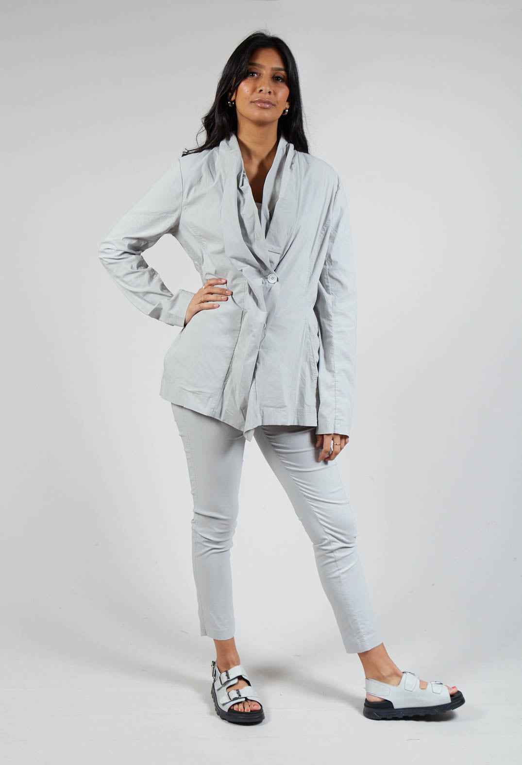 Tailored Fit and Flare Jacket in Grey