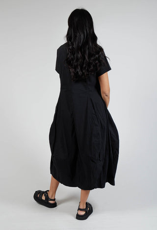 Tailored Short Sleeve Tulip Dress in Black