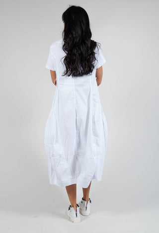 Tailored Short Sleeve Tulip Dress in White