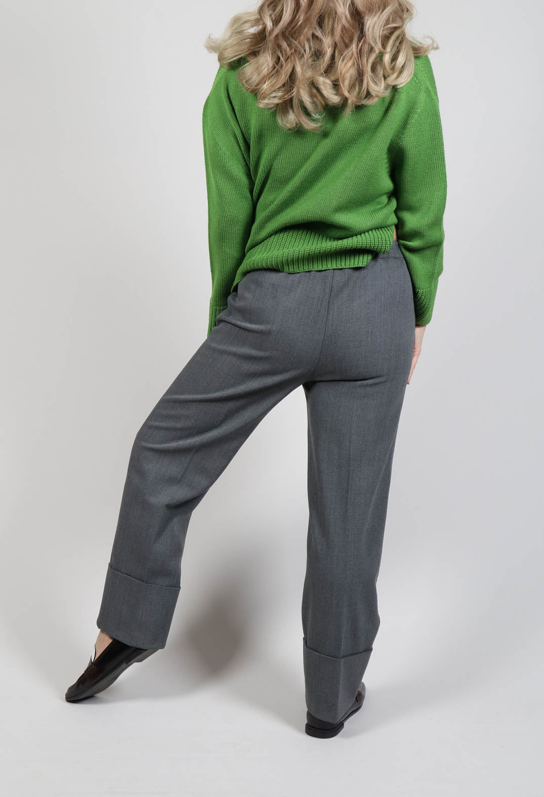 Tailored Trousers with Elasticated Waist in Grey