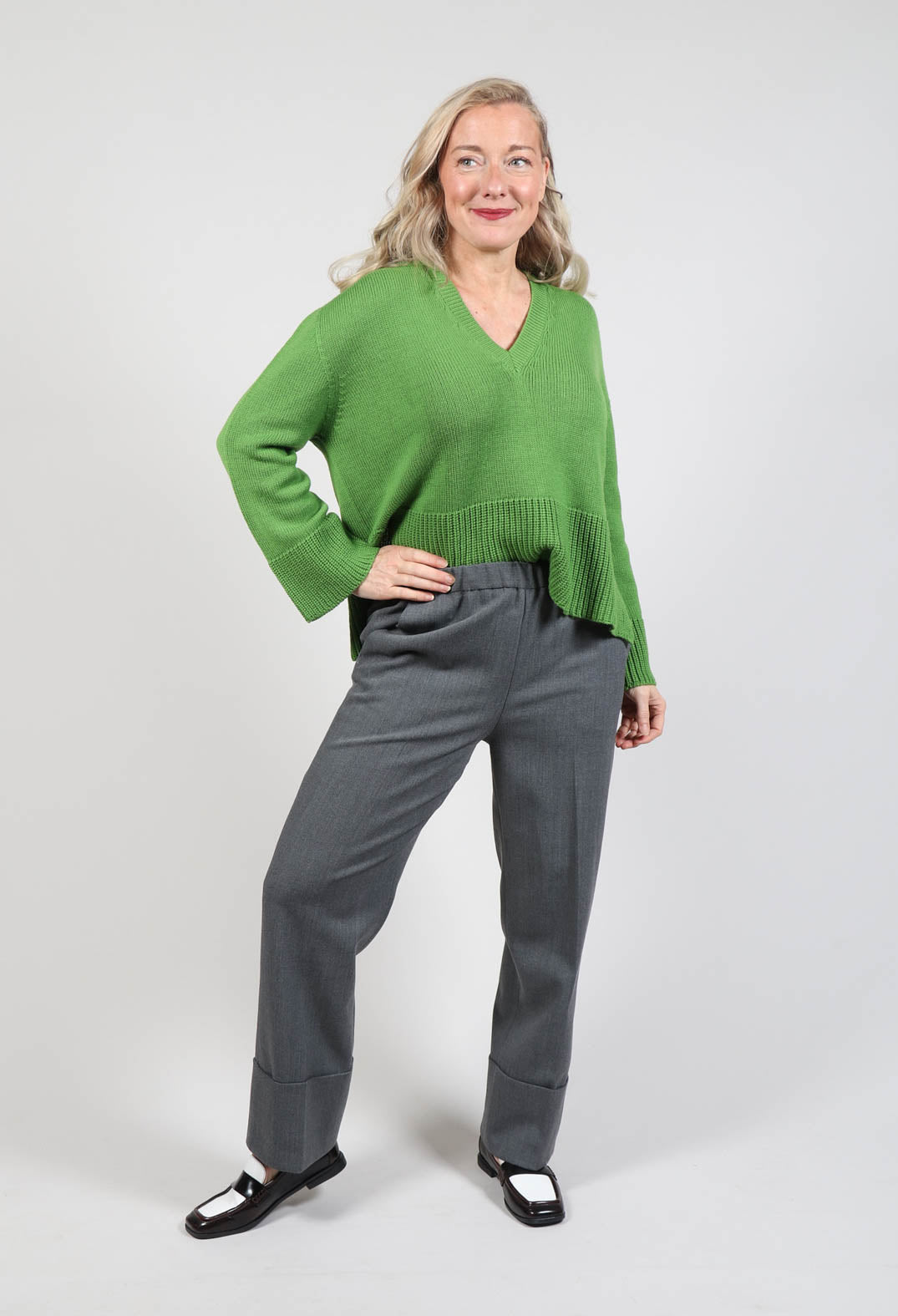 Tailored Trousers with Elasticated Waist in Grey
