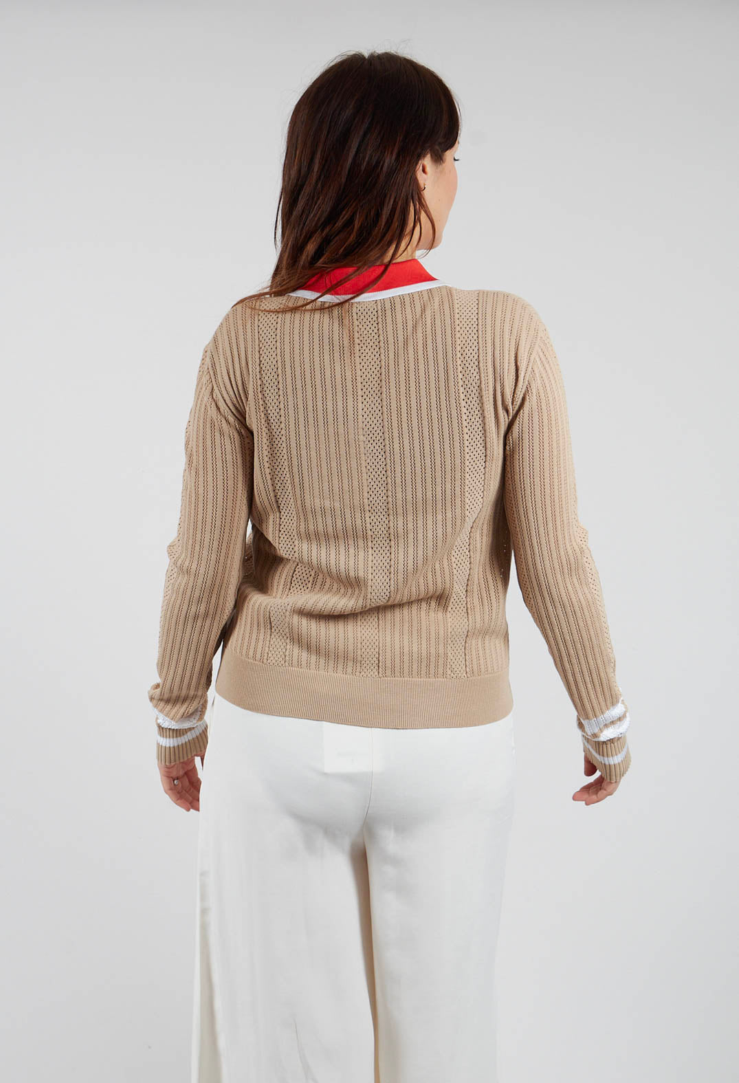 Talitha Silk Blend Polo Top in Cafe Au Lait