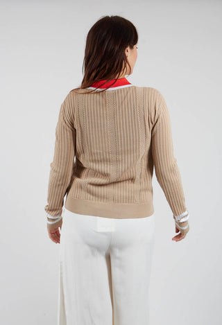 Talitha Silk Blend Polo Top in Cafe Au Lait