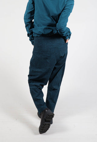 Tapered Fit Drop Crotch Trousers in Ink Print