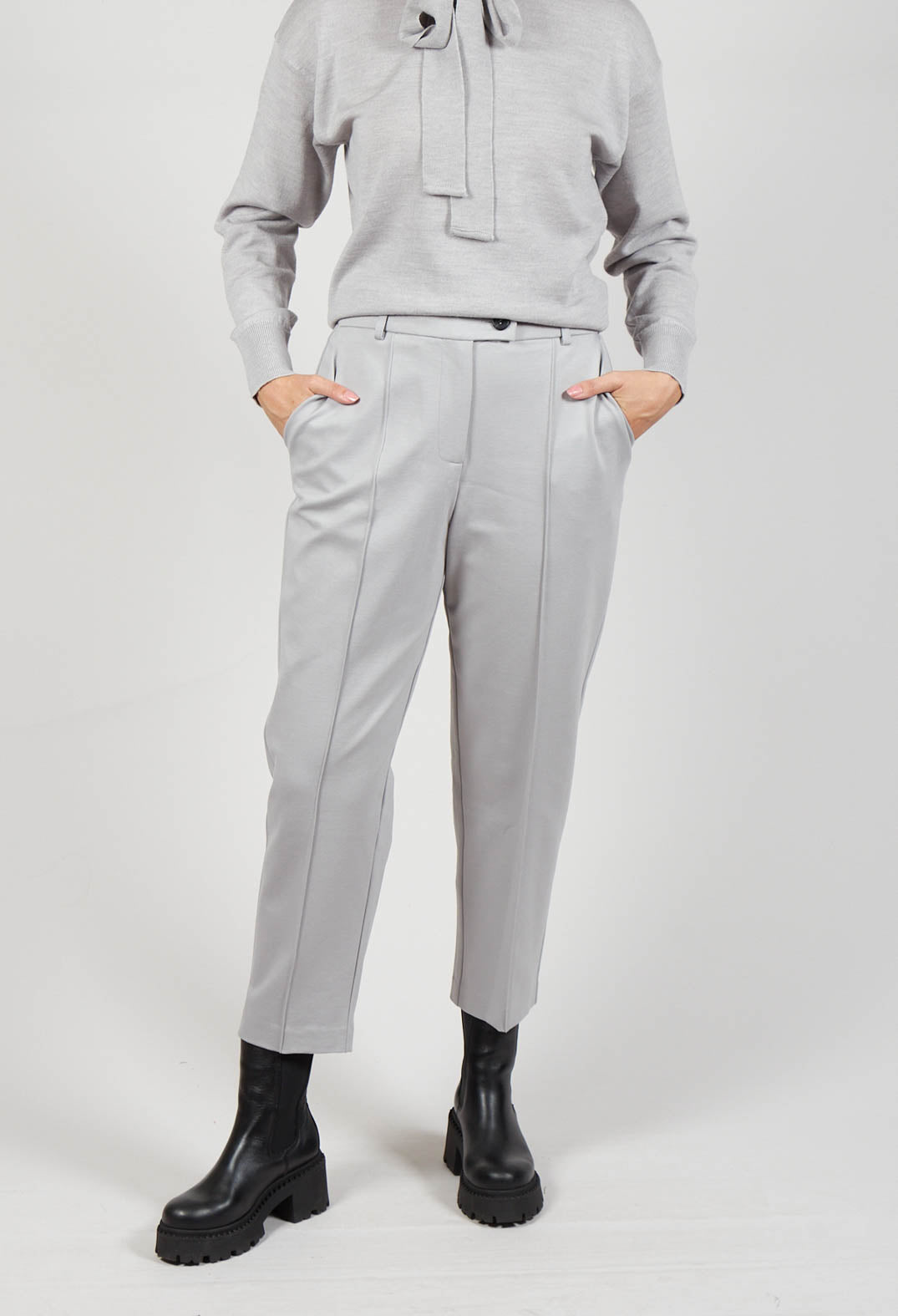 Tapered Jersey Trousers in Perla