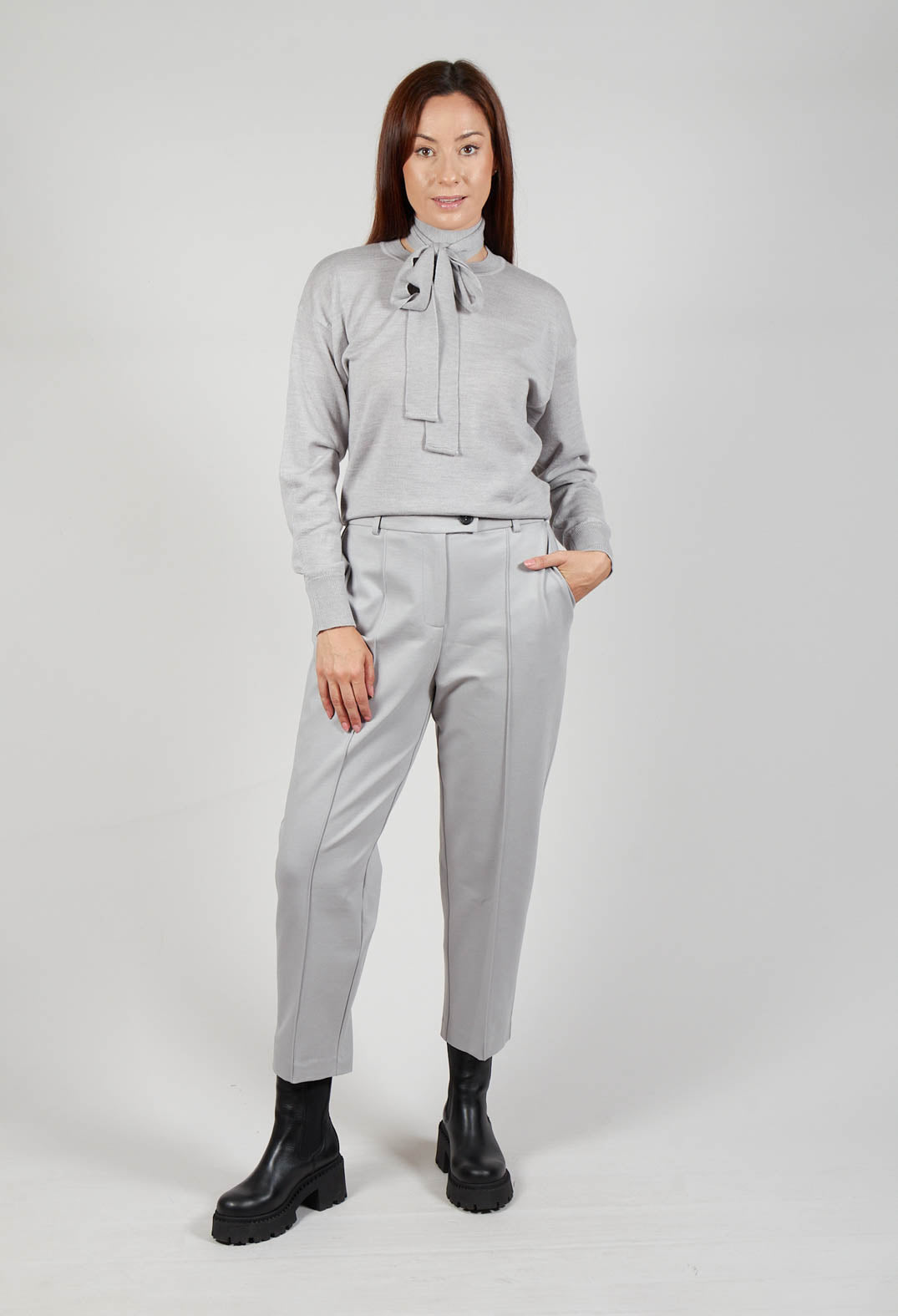 Tapered Jersey Trousers in Perla