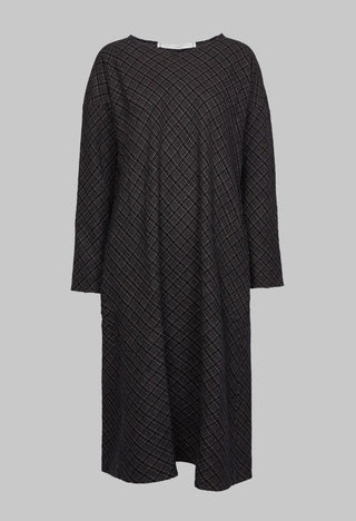 Tartan Wool T Dress in Black