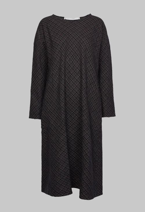 Tartan Wool T Dress in Black