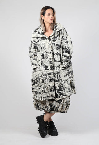 Textured Coat in Comic Print