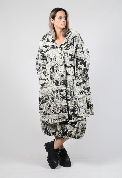 Textured Coat in Comic Print