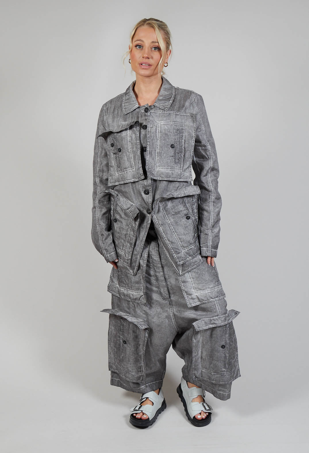 Textured Jacket in C.Coal 70% Cloud