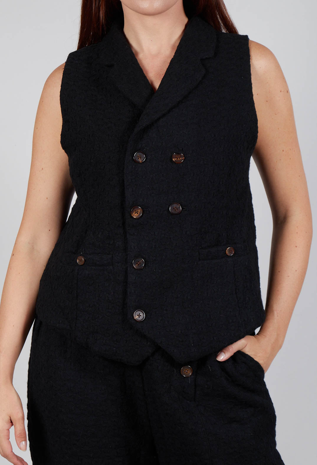 Textured Waistcoat in Black