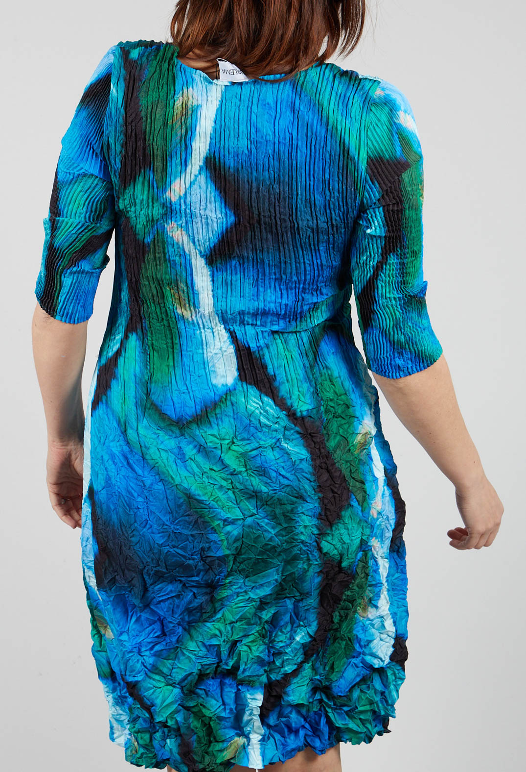 Three Quarter Sleeve Smash Dress in Aqua Bows