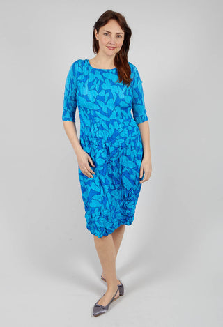 Three Quarter Sleeve Smash Dress in Blue Butterflies